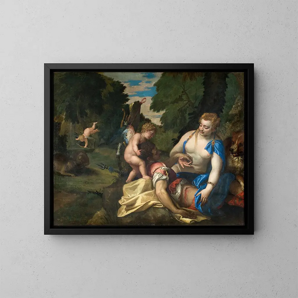 Venus weinend Adonis - Paolo Véronèse — gerahmtes Bild an der Wand