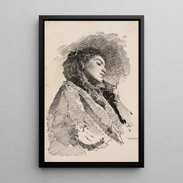 Junge schlafende Frau - Paolo Vetri — gerahmtes Bild an der Wand