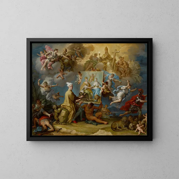 Allegorie der Folgen des Friedens von Utrecht - Paolo de Matteis — gerahmtes Bild an der Wand