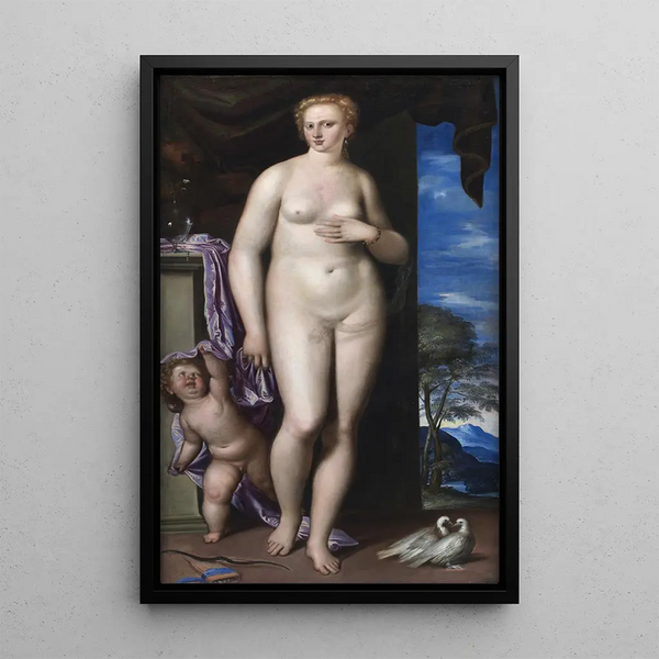 Venus und Cupido - Parrasio Micheli — gerahmtes Bild an der Wand