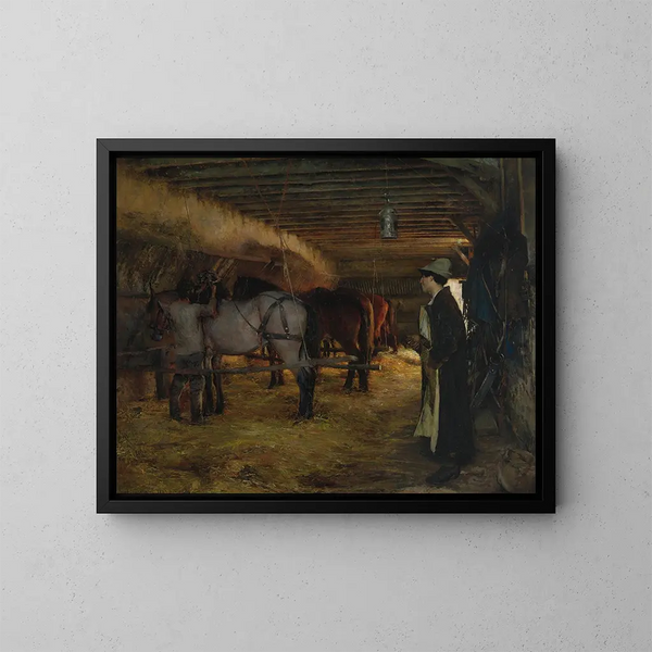 Eine Scheune - Pascal-Adolphe-Jean Dagnan-Bouveret — gerahmtes Bild an der Wand