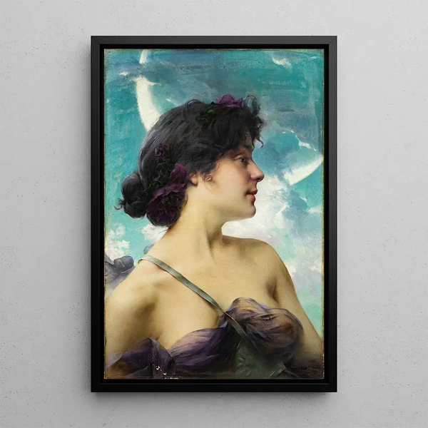 Portrait einer Dame in Diane auch bekannt als Eine Schönheit in Violett - Paul-François Quinsac — gerahmtes Bild an der Wand