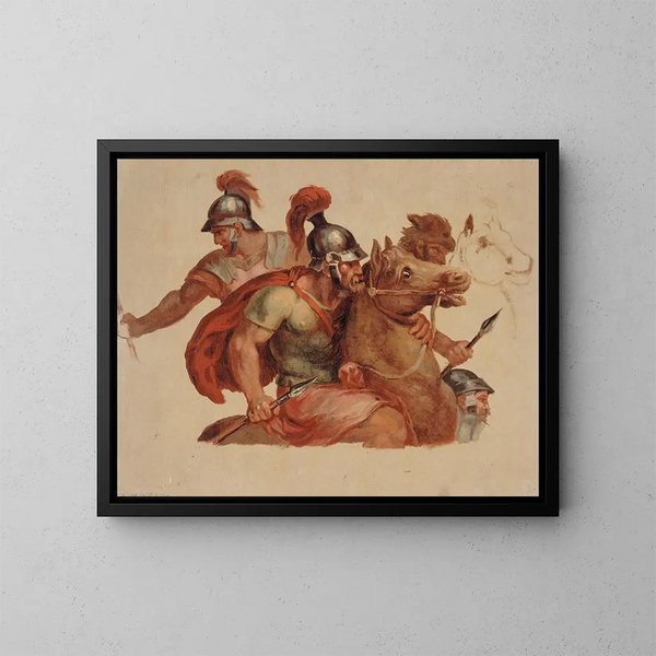 Studien antiker Reiter nach Charles Le Brun - Paul-Jacques-Aimé Baudry — gerahmtes Bild an der Wand