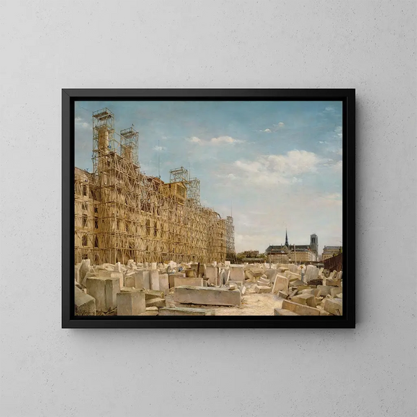 L'Hôtel de Ville en reconstruction - Paul-Joseph-Victor Dargaud — gerahmtes Bild an der Wand