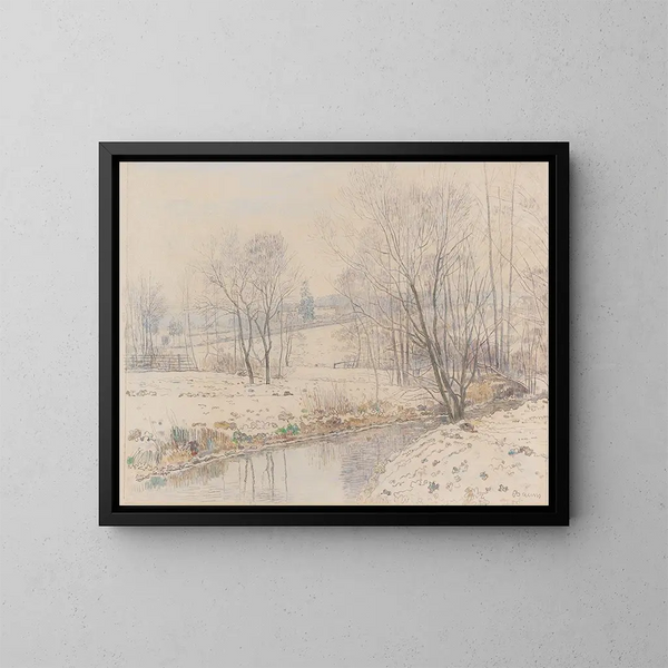 Flusslandschaft in Hessen - Paul Baum — gerahmtes Bild an der Wand