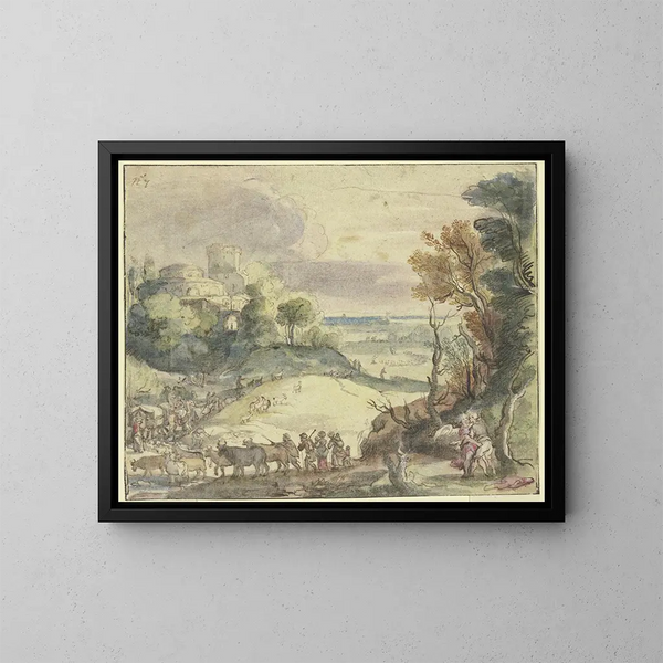 Jacob kämpft mit dem Engel - Paul Bril — gerahmtes Bild an der Wand