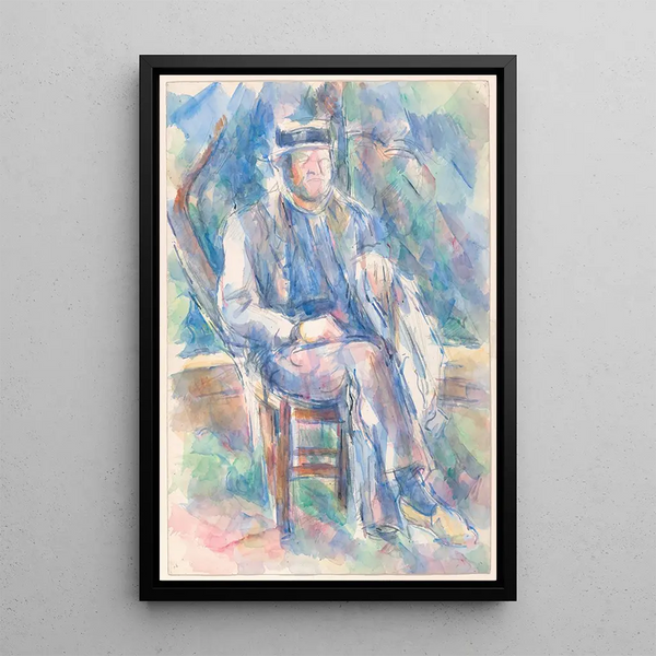Mann mit Strohhut - Paul Cézanne — gerahmtes Bild an der Wand