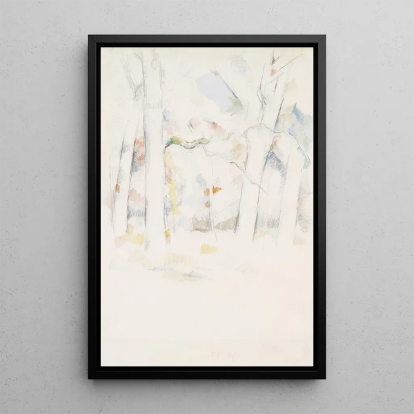 Unterholz unter den Bäumen - Paul Cézanne — gerahmtes Bild an der Wand