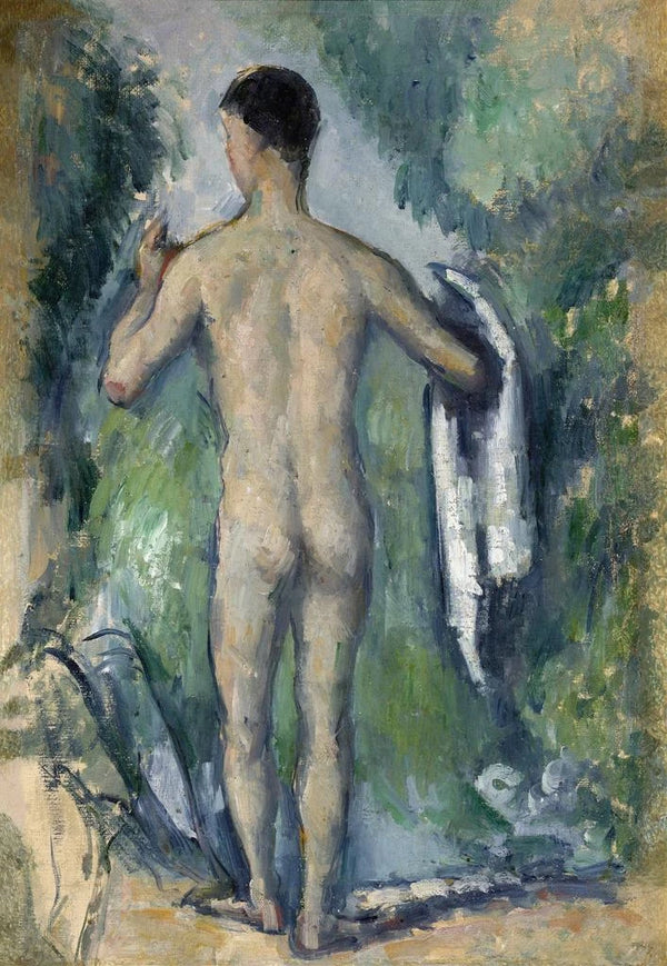 Badende stehend Rückansicht - Paul Cézanne — gerahmtes Bild an der Wand