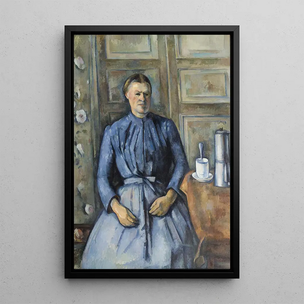 Frau mit der Kaffeekanne - Paul Cézanne — gerahmtes Bild an der Wand