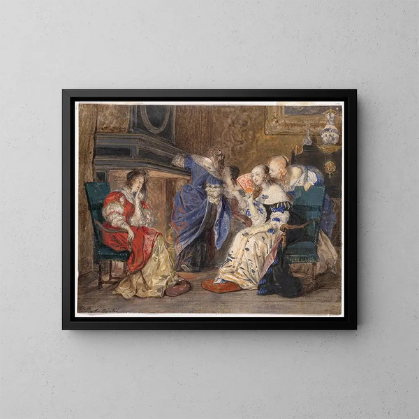 Frauen in einem Interieur - Paul Delaroche — gerahmtes Bild an der Wand
