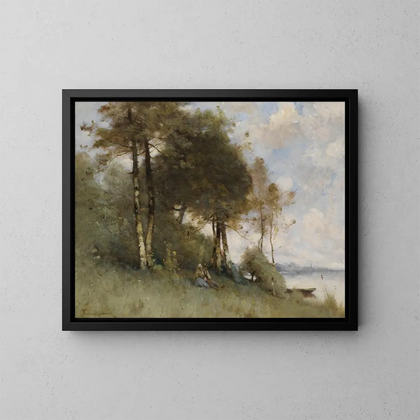 Ufer der Seine bei Mantes - Paul Désiré Trouillebert — gerahmtes Bild an der Wand