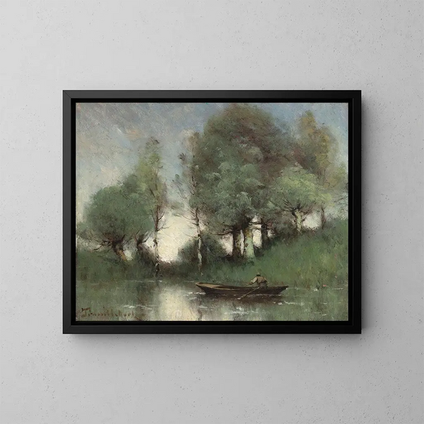 Der Fährmann auf dem Teich - Paul Désiré Trouillebert — gerahmtes Bild an der Wand