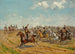 Das Gemälde Der Marschall Augereau nachdem er die Division Heudelet befehligt hatte, setzt seine Artillerie auf dem Plateau des Landgrafenberg bei der Schlacht von Jena am 14. Oktober 1806 ein - Paul Émile Léon Perboyre — Ansicht des Kunstwerks