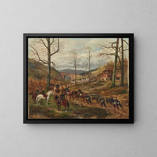 L'artillerie à cheval française de la 90e avancée sur Rezonville - Paul Émile Léon Perboyre — gerahmtes Bild an der Wand