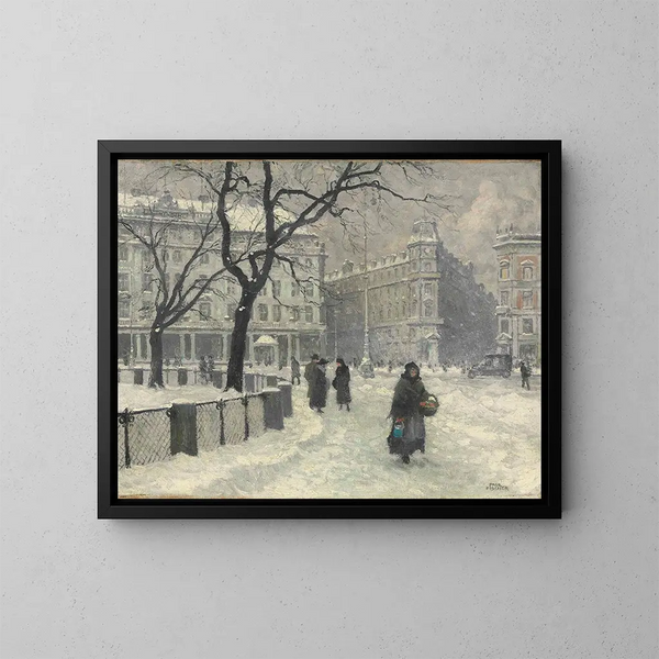 Kongens Nytorv in Kopenhagen im Winter - Paul Fischer — gerahmtes Bild an der Wand