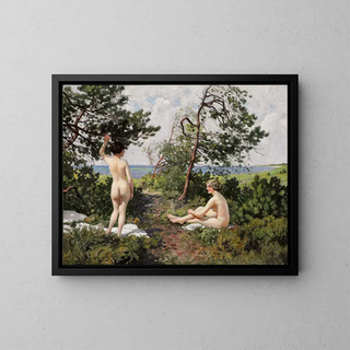 Paul Fischer - To badepiger i et krat ved kysten ved Hornbk.webp