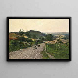 Paul Franz Flickel - Shepherds making way on a country track.webp