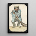 Mann mit Besen - Paul Franz Otto — gerahmtes Bild an der Wand