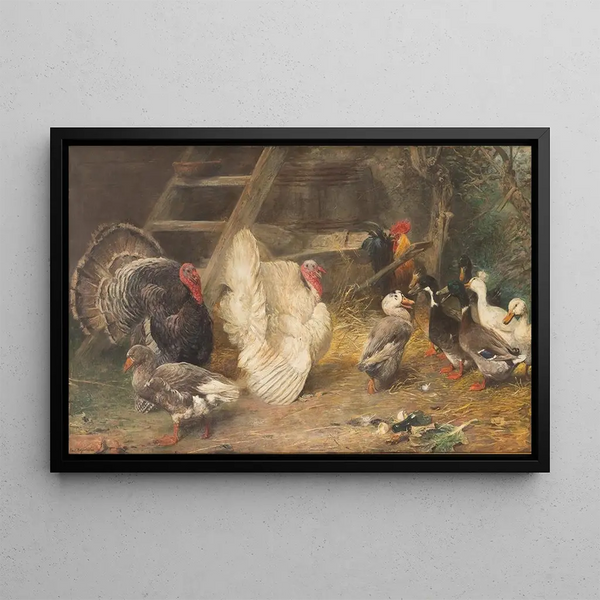 Basse-cour - Paul Friedrich Meyerheim — gerahmtes Bild an der Wand