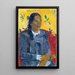 Frau Tahitienne mit einer Blume - Paul Gauguin — gerahmtes Bild an der Wand