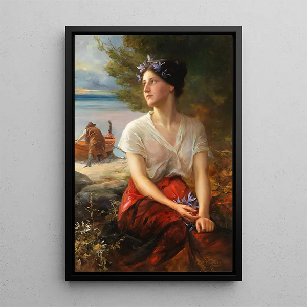 La jolie pêcheuse - Paul Hermann Wagner — gerahmtes Bild an der Wand