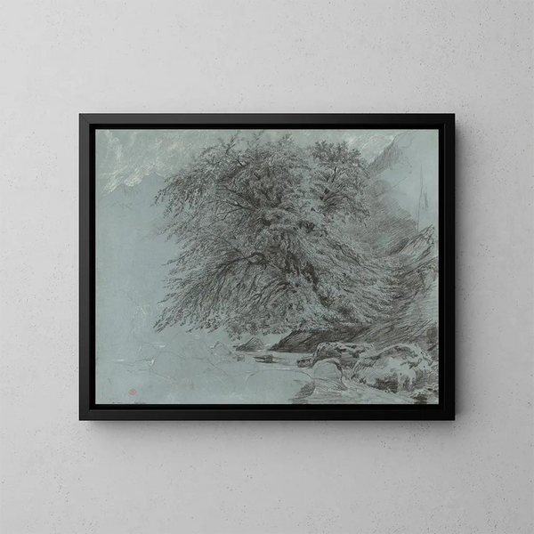 Ein wilder Buchenbaum im vollen Blatt - Paul Huet — gerahmtes Bild an der Wand