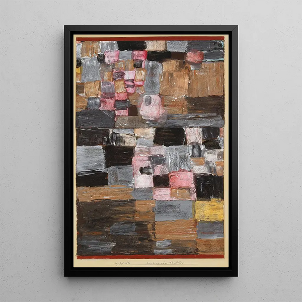 Aufstieg einer kleinen Stadt - Paul Klee — gerahmtes Bild an der Wand