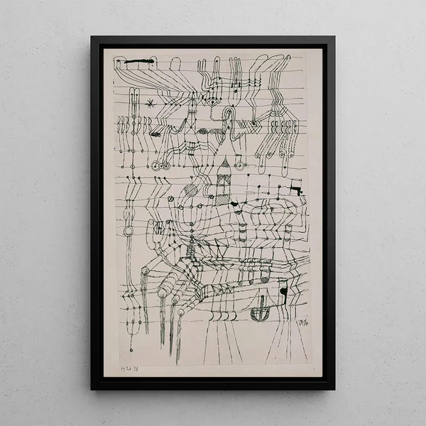 Zeichnung im Stil eines Netzes - Paul Klee — gerahmtes Bild an der Wand