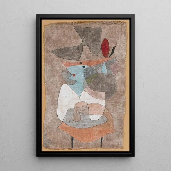Dame im Hut und kleiner Tisch - Paul Klee — gerahmtes Bild an der Wand