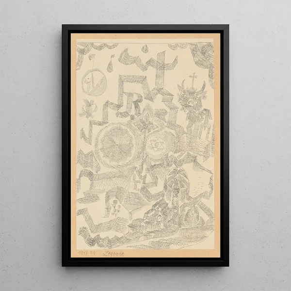 Legende Blatt Gedenkblatt mit Heiligem Stier - Paul Klee — gerahmtes Bild an der Wand