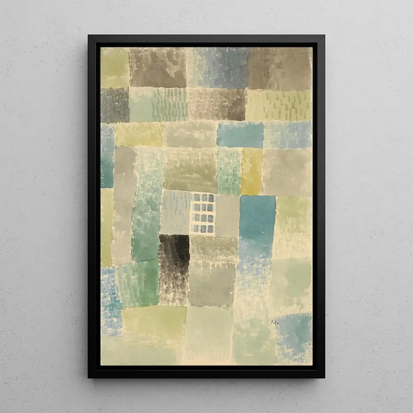 Erste Haus einer Siedlung - Paul Klee — gerahmtes Bild an der Wand
