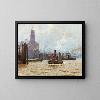 Paul Kutscha - Port of Hamburg with View of the Kehrwieder Spitze.webp