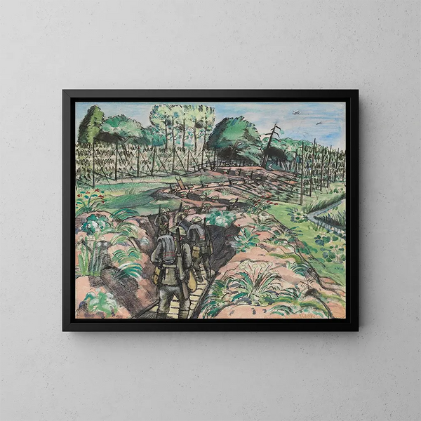 "Aus den Schützengräben kommen" - Paul Nash — gerahmtes Bild an der Wand