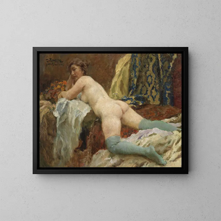 Akt weiblich mit Strümpfen - Paul Paede — gerahmtes Bild an der Wand