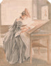 Eine Dame, die an einem Zeichenpult kopiert - Paul Sandby — Ansicht des Kunstwerks