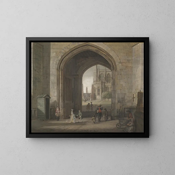 Die Tür des Turms im Windsor Castle - Paul Sandby — gerahmtes Bild an der Wand