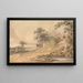 Landschaft mit Bauernhof, Figuren und Teich - Paul Sandby Munn — gerahmtes Bild an der Wand