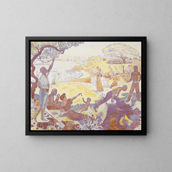 À l'époque de l'harmonie La joie de vivre Dimanche au bord de la mer - Paul Signac — gerahmtes Bild an der Wand