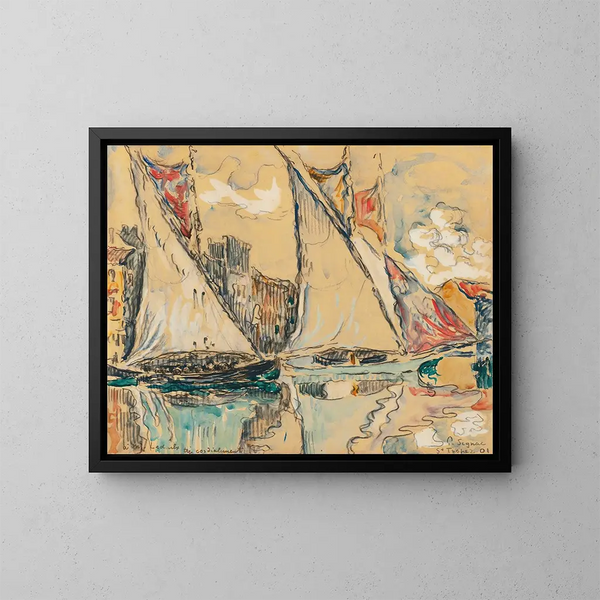 Saint-Tropez, Segel bei trockenem Wetter - Paul Signac — gerahmtes Bild an der Wand
