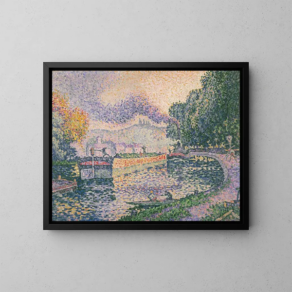 Der Kanal der Schlepper in Samois - Paul Signac — gerahmtes Bild an der Wand