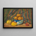 Stillleben mit Äpfeln vor gestreiftem Wandteppich-Hintergrund - Paul Sérusier — gerahmtes Bild an der Wand