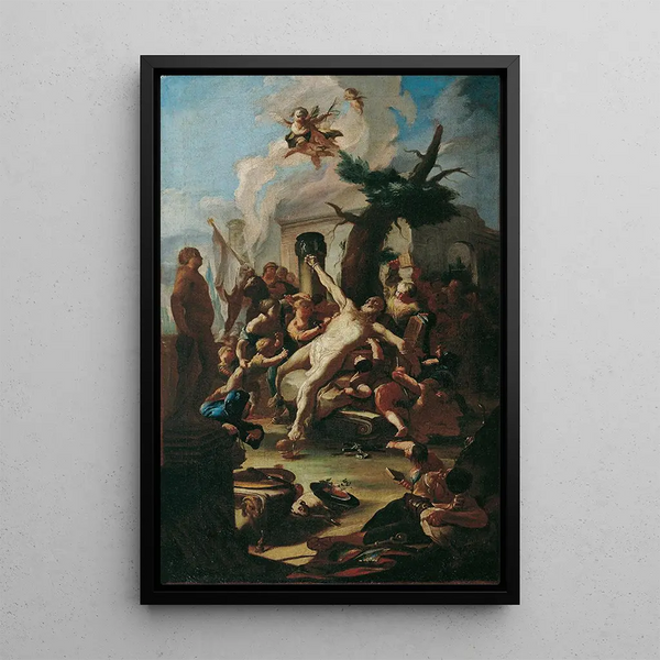 Der Märtyrertod des heiligen Cassian - Paul Troger — gerahmtes Bild an der Wand