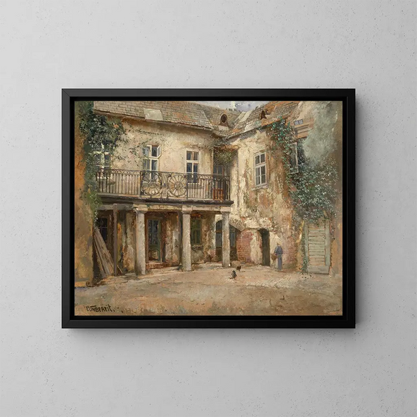 Innenhof in Wien - Paul Unbereit — gerahmtes Bild an der Wand