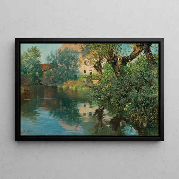 Ein Bach im Frühling - Paul von Spaun — gerahmtes Bild an der Wand