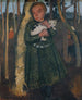 Mädchen in einem Birkenwald mit einer Katze - Paula Modersohn-Becker — Ansicht des Kunstwerks