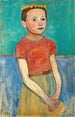 Halbfigur eines Mädchens mit einer gelben Krone in den Haaren - Paula Modersohn-Becker — Ansicht des Kunstwerks