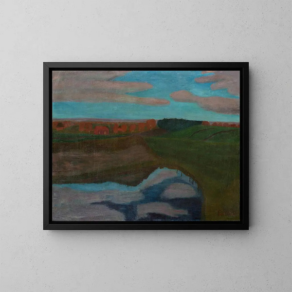 Herbstlandschaft am Weyerberg mit Tempel - Paula Modersohn-Becker — gerahmtes Bild an der Wand