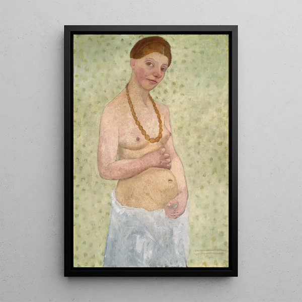 Selbstporträt zum 6. Hochzeitstag - Paula Modersohn-Becker — gerahmtes Bild an der Wand