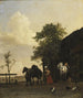 Figuren mit Pferden in der Nähe einer Stallung - Paulus Potter — Ansicht des Kunstwerks